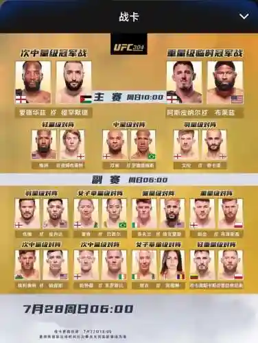 今日ufc阵容插图