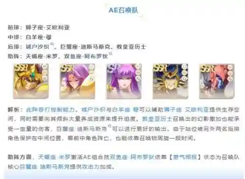 神斗士星矢最强阵容搭配插图