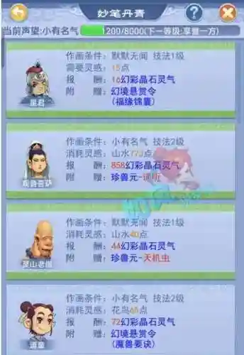 梦幻西游丹青升级经验_1